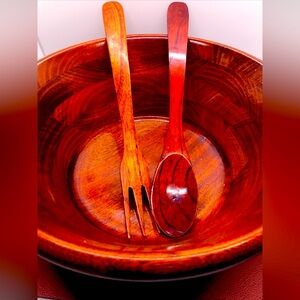 Pomerantz Wooden Salad Bowl with 2 Utensils